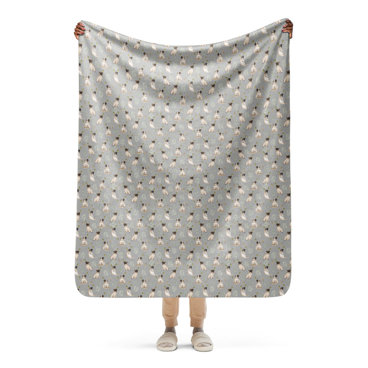 Watercolor Pug Gray Sherpa blanket