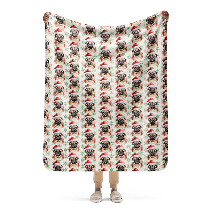 Santa Pug Christmas Sherpa blanket