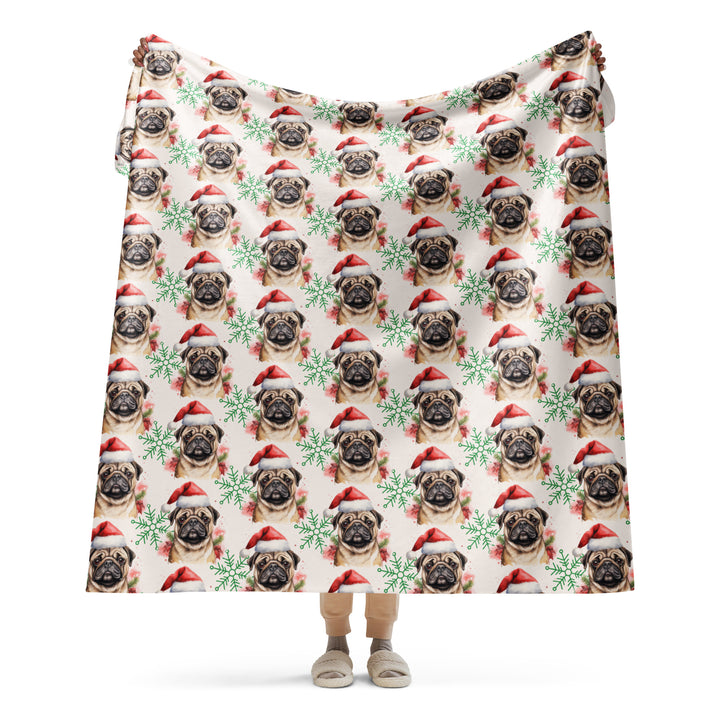 Santa Pug Christmas Sherpa blanket