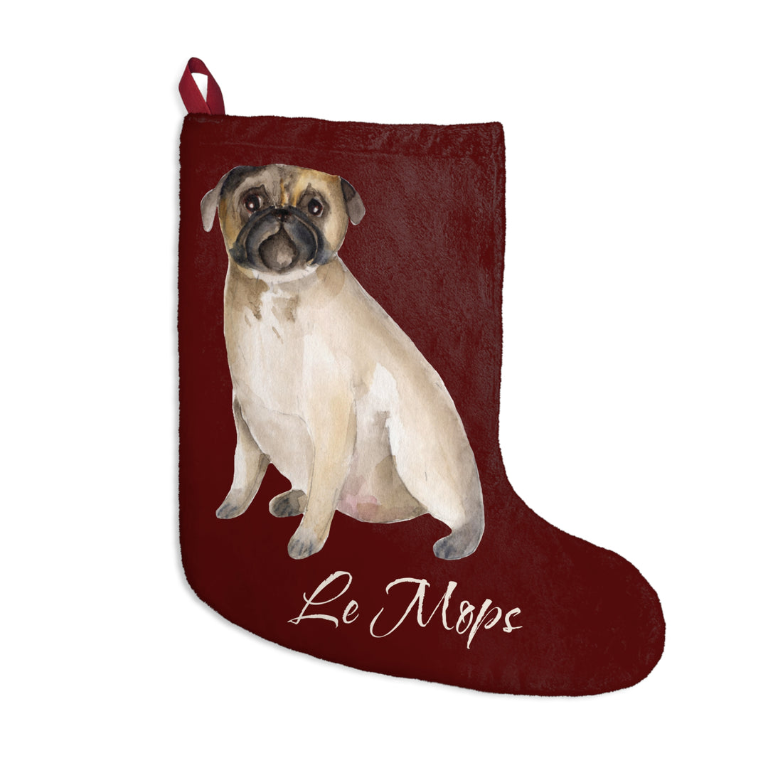 Vintage Watercolor Pug Christmas Stocking Can be Personalized