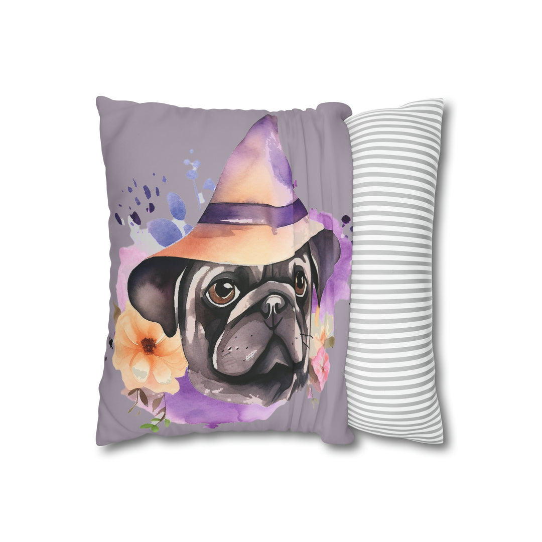 Witchy Black Pug Throw Pillow for Spooky Season Pug Life