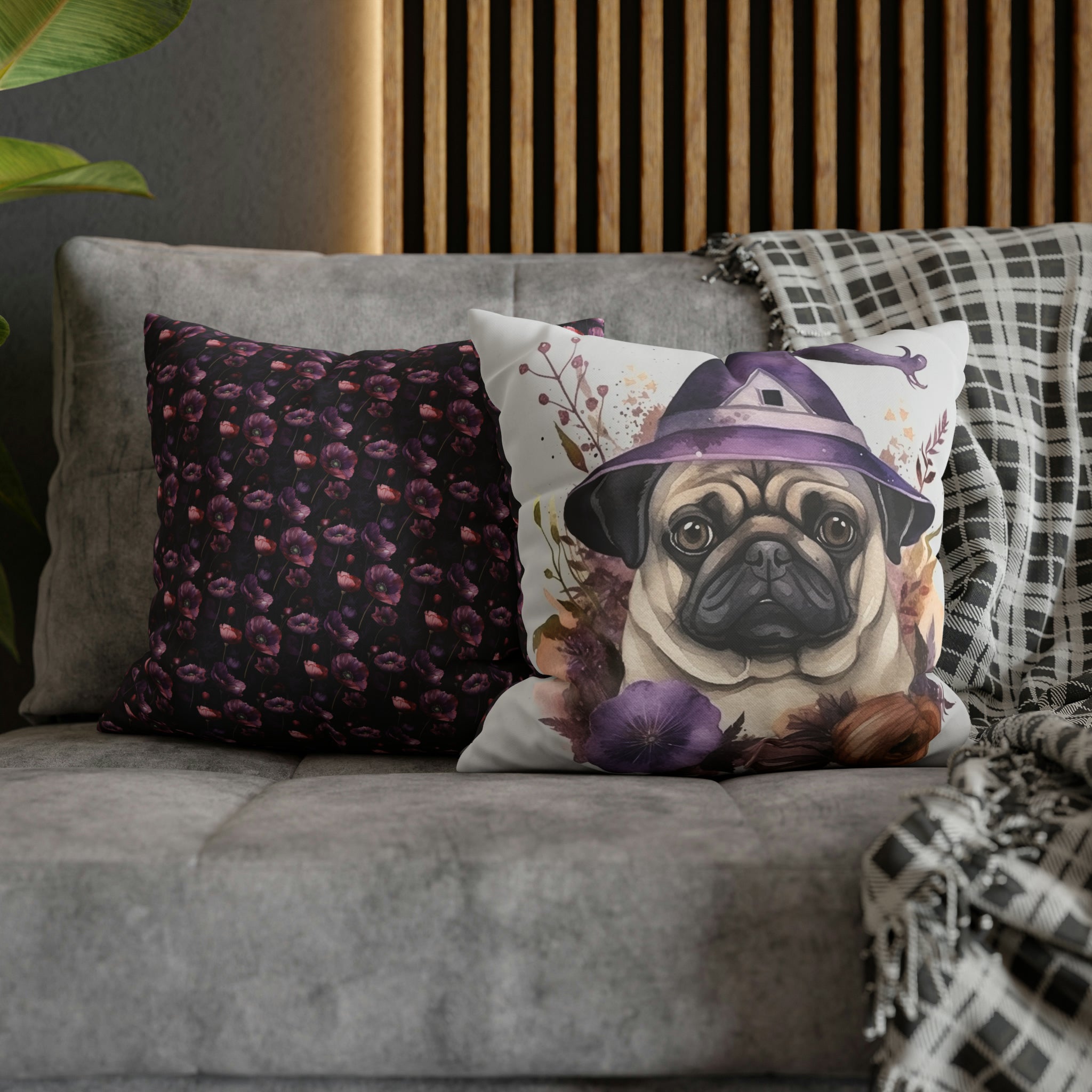 Witchy Pug Pillow for Spooky Season Pug Life