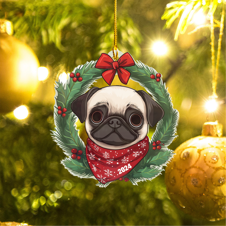 2024 Pug Life Wreath Ornament Second Edition