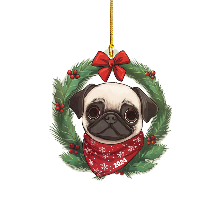 2024 Pug Life Wreath Ornament Second Edition