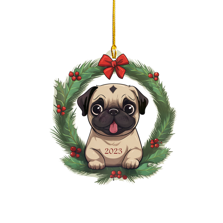 2023 Pug Life Wreath Ornament First Edition