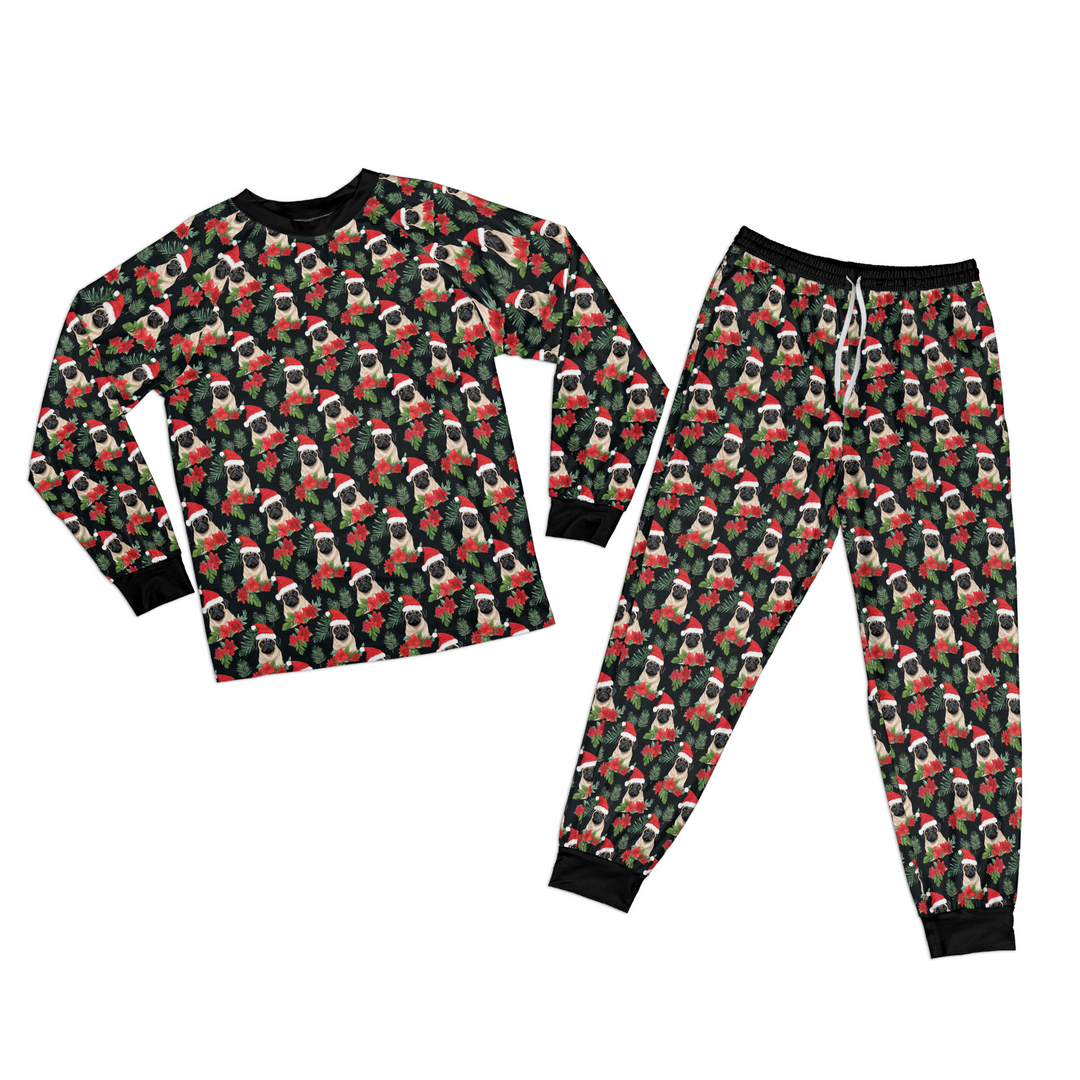Santa Pug Pajama Set in Kids and Adult Sizes, Matching Family PJs