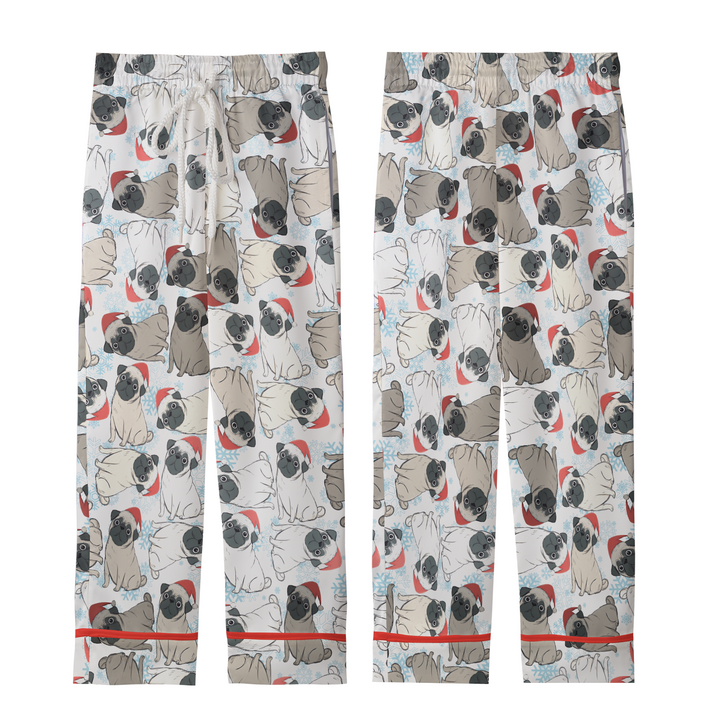 Christmas Pug Matching Family Satin Pajamas with Pockets