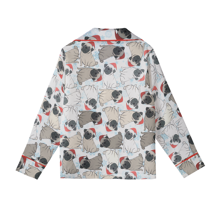 Christmas Pug Matching Family Satin Pajamas with Pockets