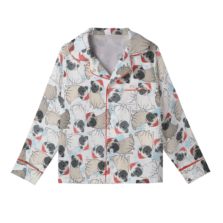 Christmas Pug Matching Family Satin Pajamas with Pockets