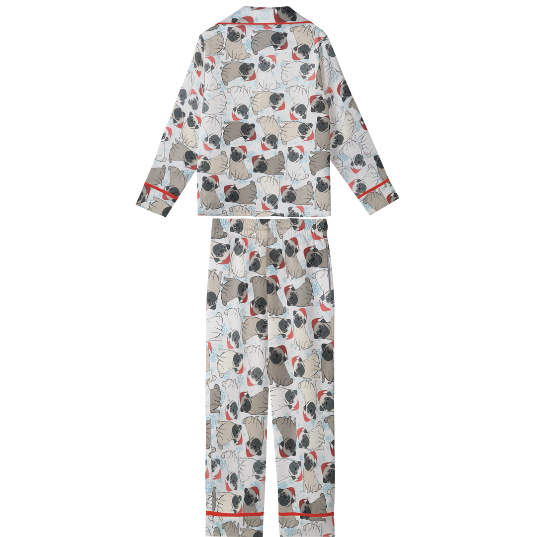 Christmas Pug Matching Family Satin Pajamas with Pockets