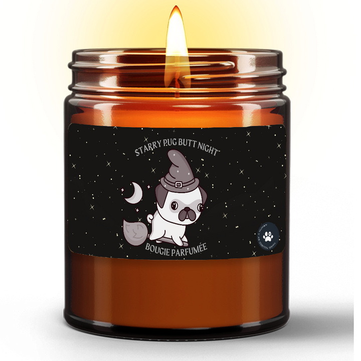 Starry Pug Butt Night Grand Champion Candle Pug Life