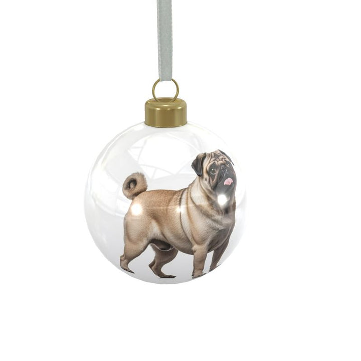 Pug Christmas Baubles in Fawn or Black | Personalize the bulb with your pug's name and more