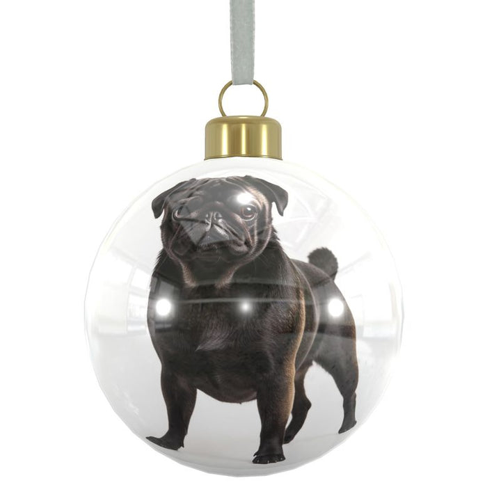 Pug Christmas Baubles in Fawn or Black | Personalize the bulb with your pug's name and more