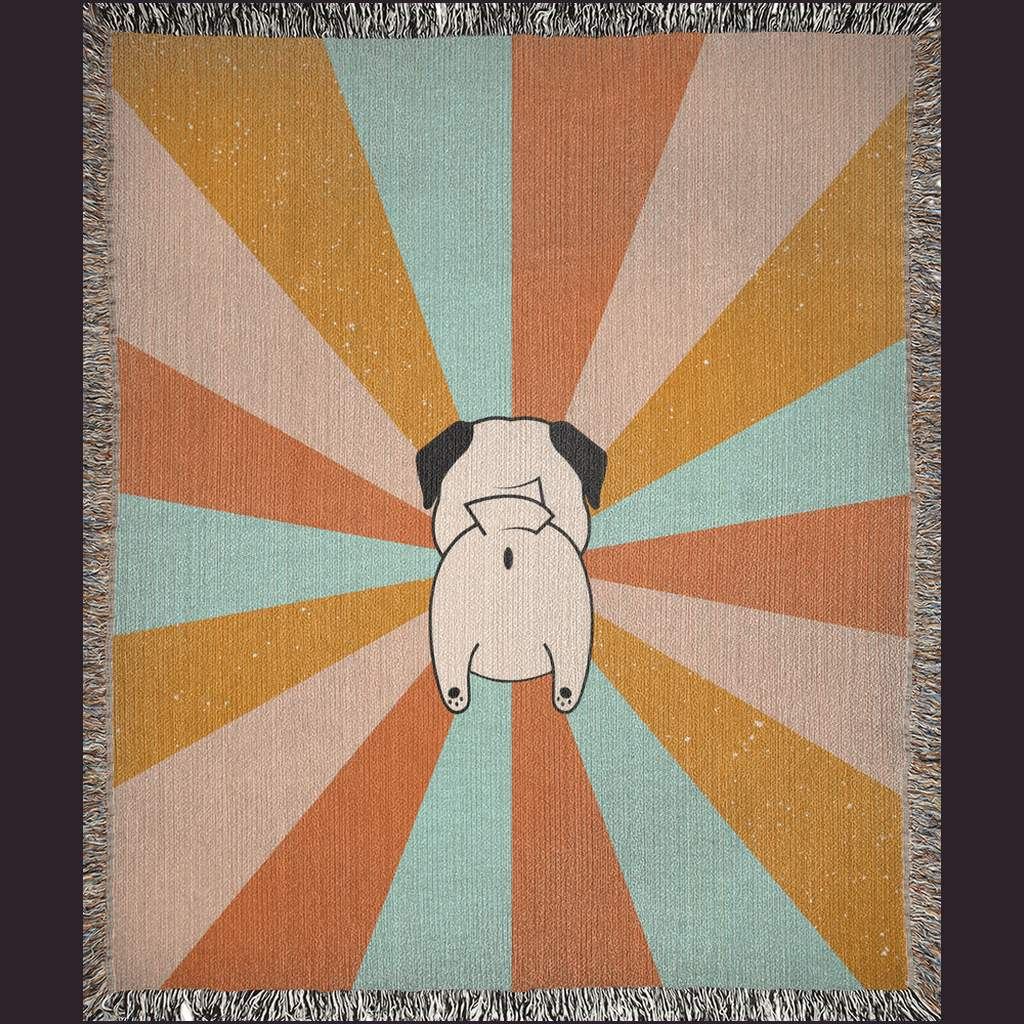 Burst of Pug Butt Woven Blanket Pug Life