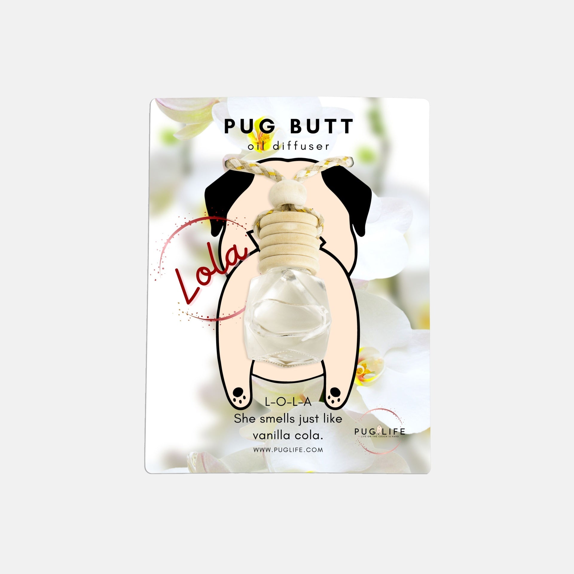 Pug Butt Hanging Essential Oil Diffusers for Car, Home, or Travel
