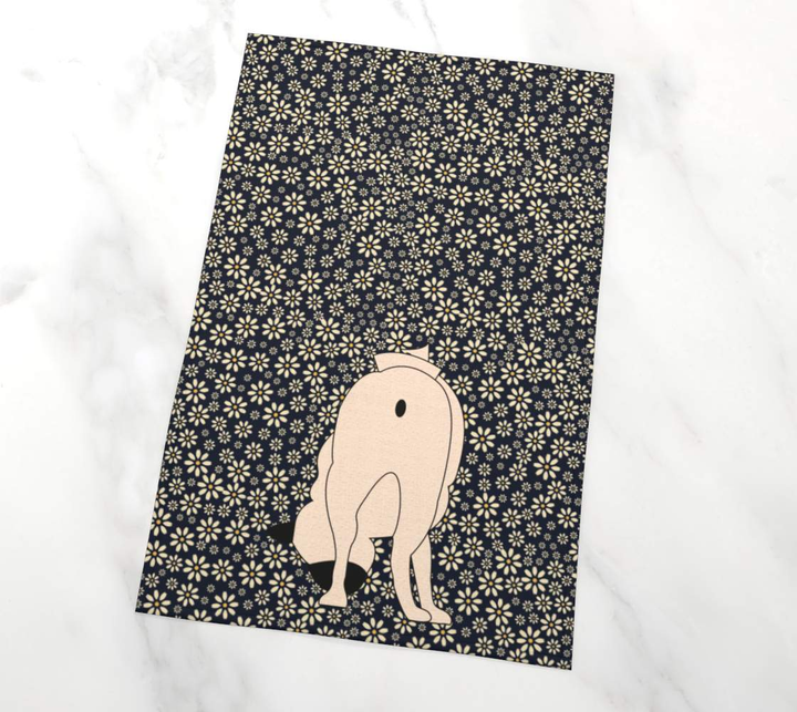 Chewie Sniffing Daisies  Organic Cotton Hemp Kitchen Towel Pug Life