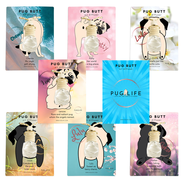 Pug Butt Hanging Essential Oil Diffusers for Car, Home, or Travel Pug Life