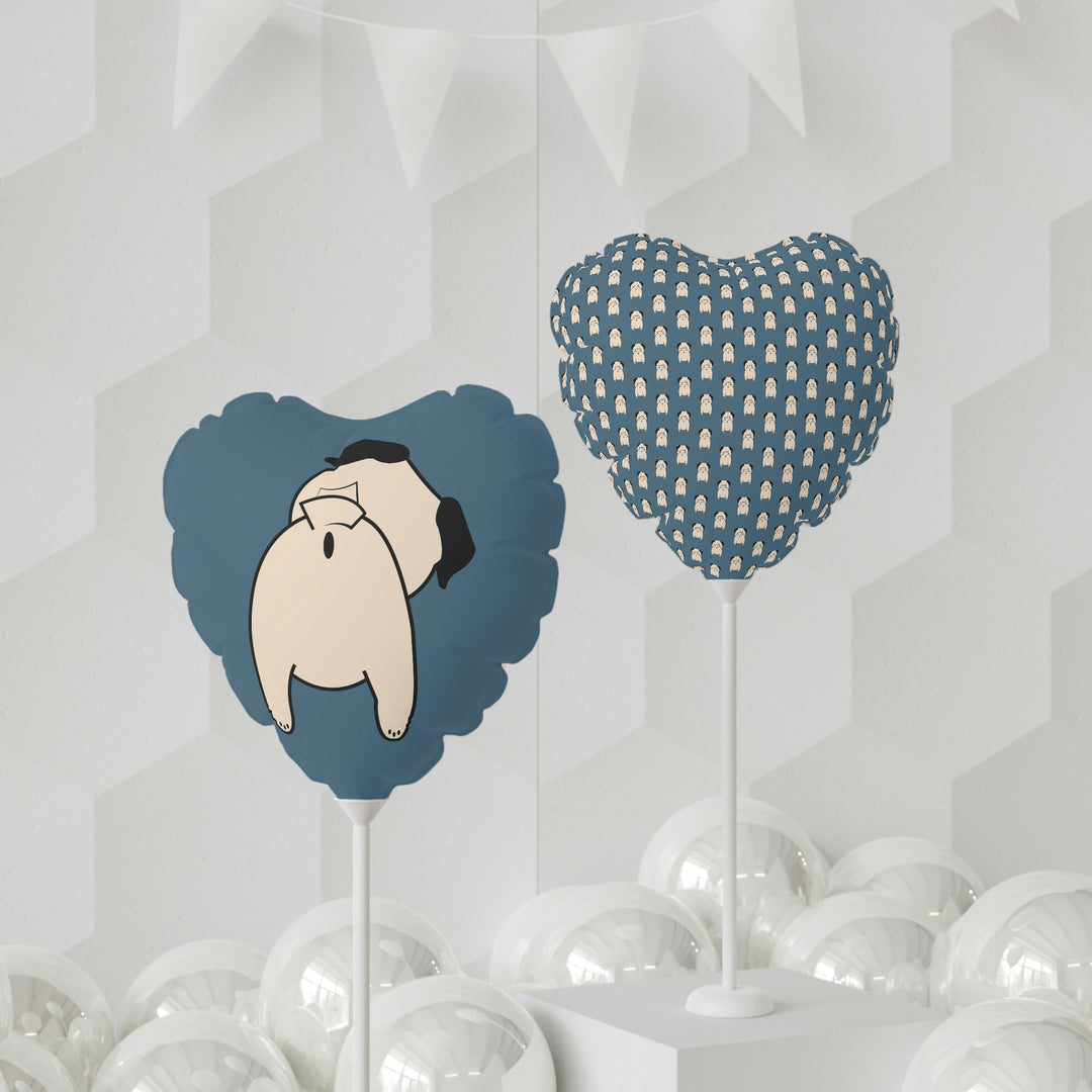 Reusable Mylar Pug Butt Balloon (Round or Heart-shaped) Pug Life