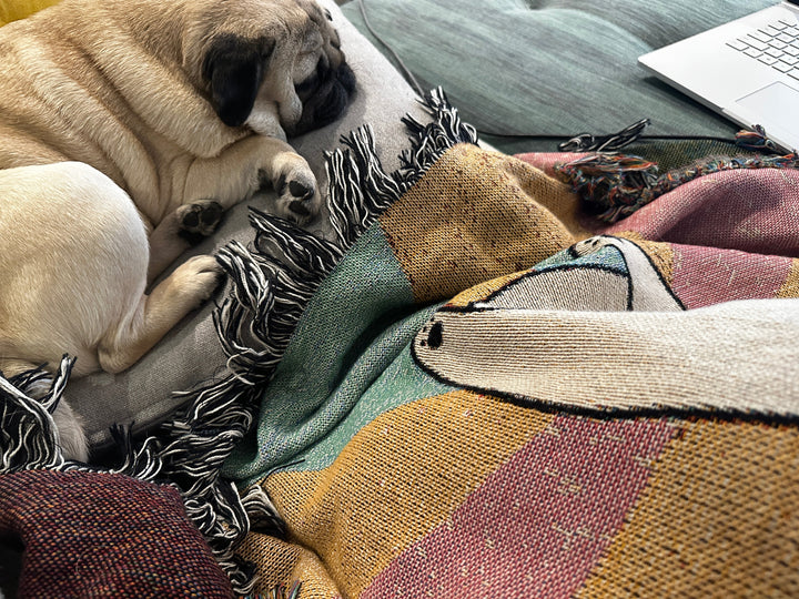 Burst of Pug Butt Woven Blanket Pug Life