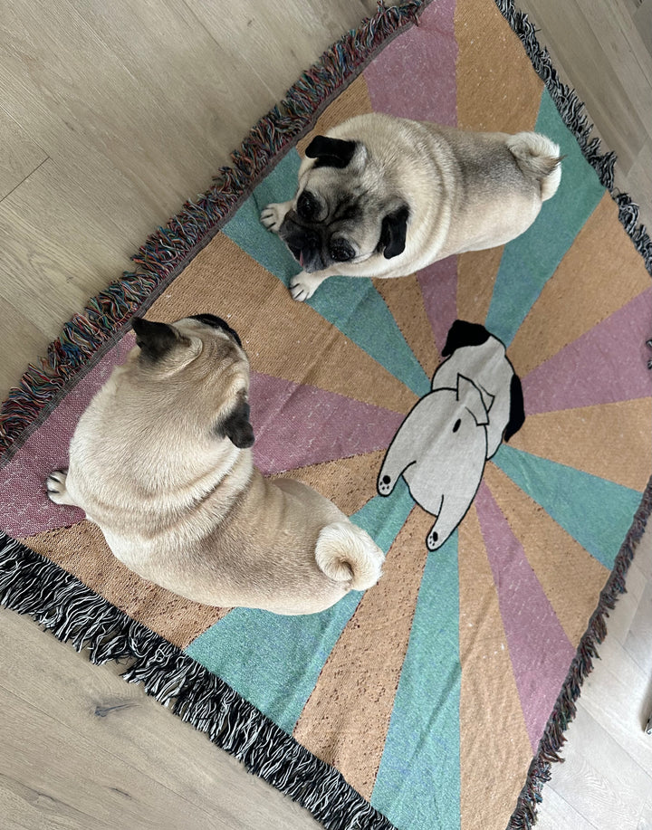 Burst of Pug Butt Woven Blanket Pug Life