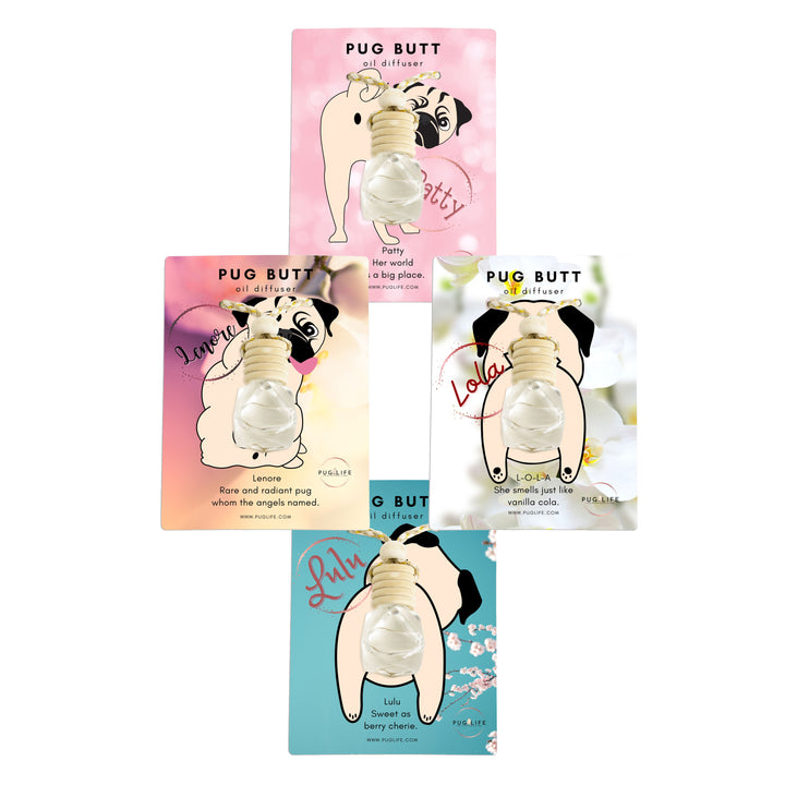 Pug Butt Hanging Essential Oil Diffusers for Car, Home, or Travel Pug Life