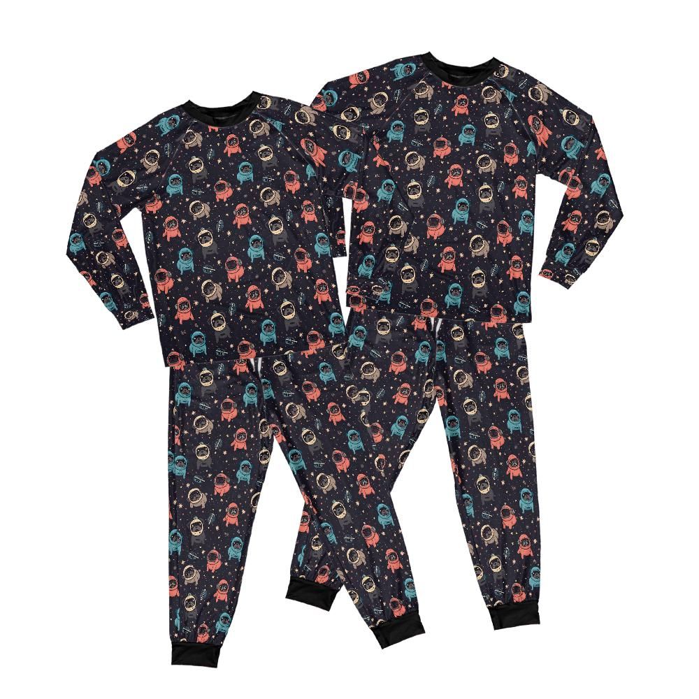 Space Pug Pajama Set in Kids and Adult Sizes Matching Family PJs